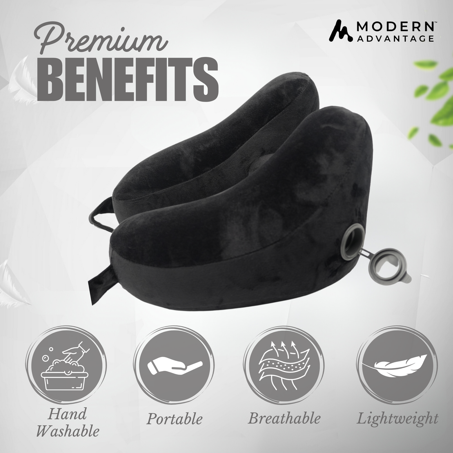 Modern Advantage Inflatable Travel Neck Pillow - BLACK+BLUE (2 pack)