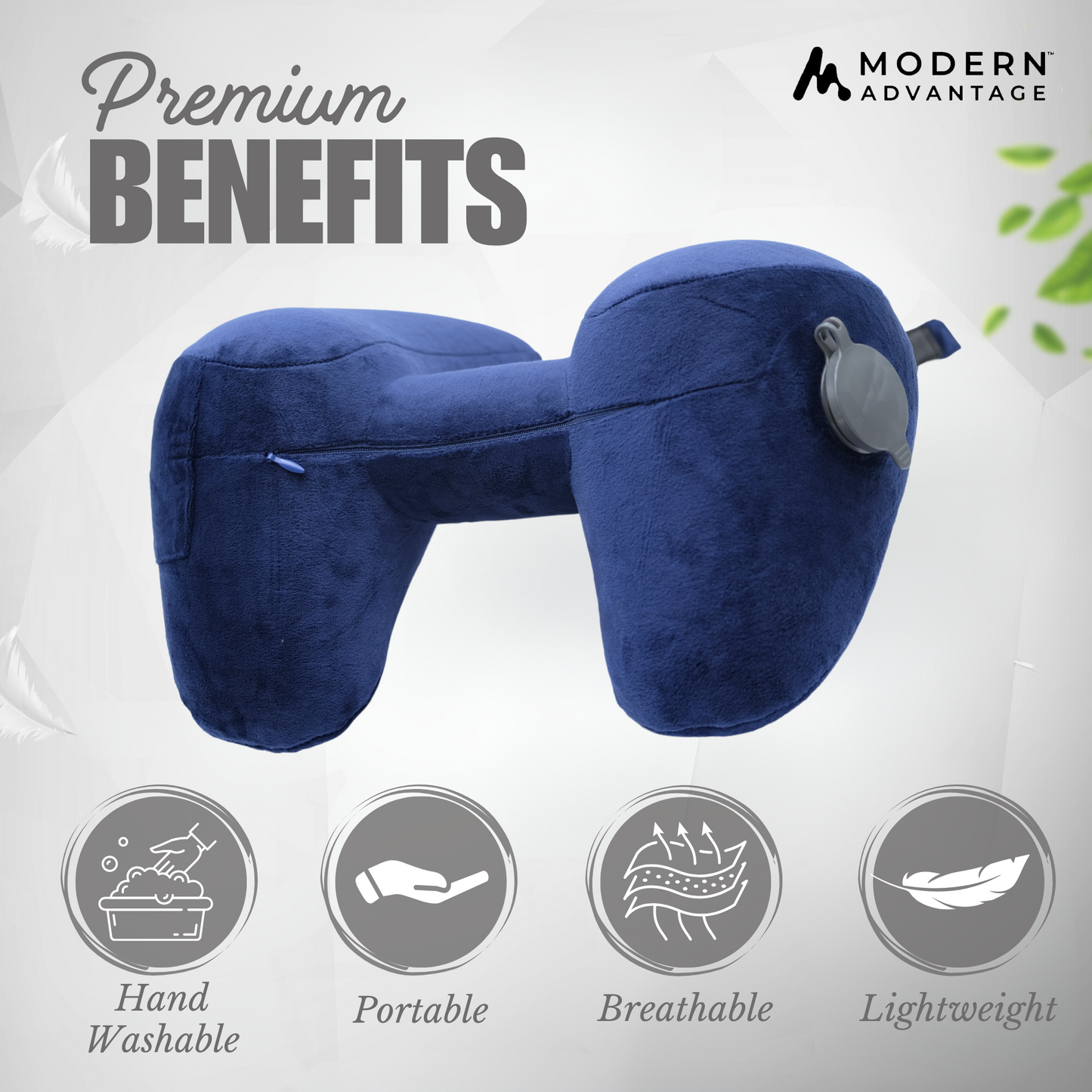 Modern Advantage Inflatable Travel Neck Pillow - GREY+BLUE (2 pack)
