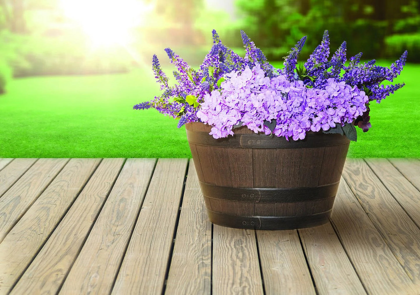 20.5" Brown Resin Whiskey Barrel Planter