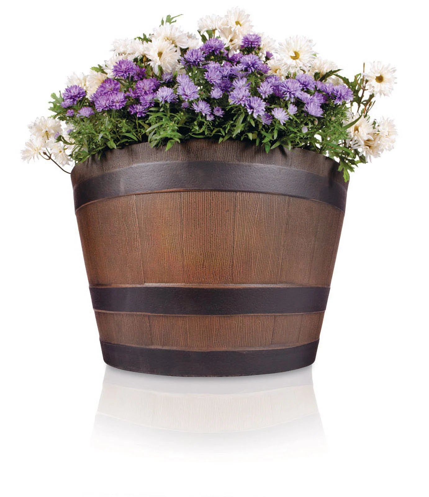 20.5" Brown Resin Whiskey Barrel Planter