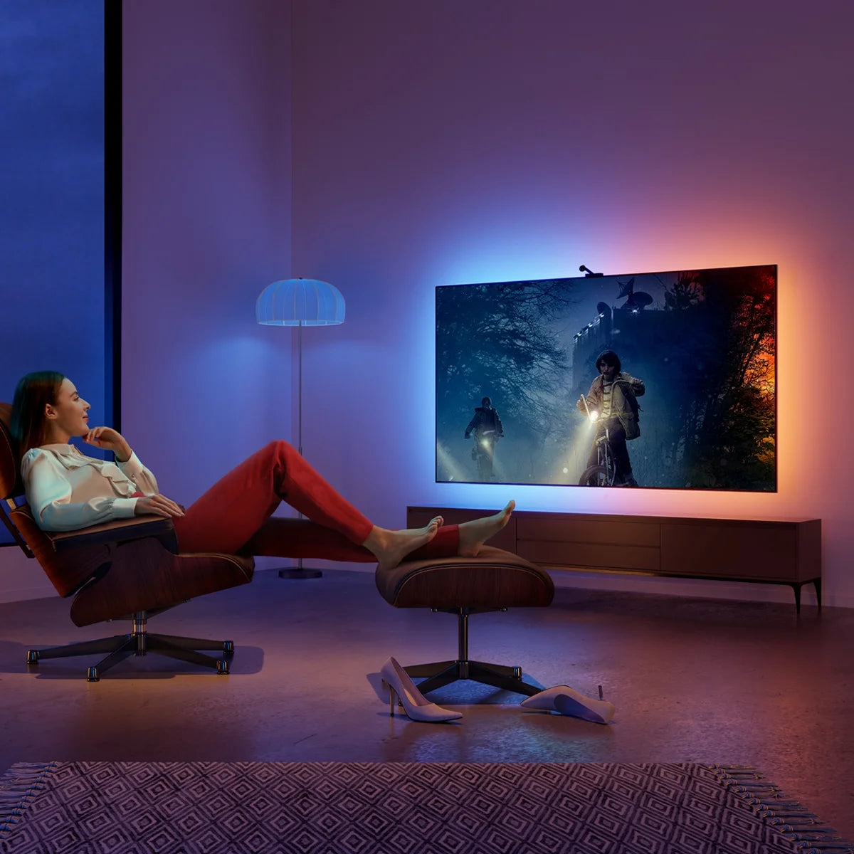 Stranger Things Indoor RGBIC LED TV Backlight with Camera for 55-65 Inch Tvs and Pcs, Corded Electric, App Controlled