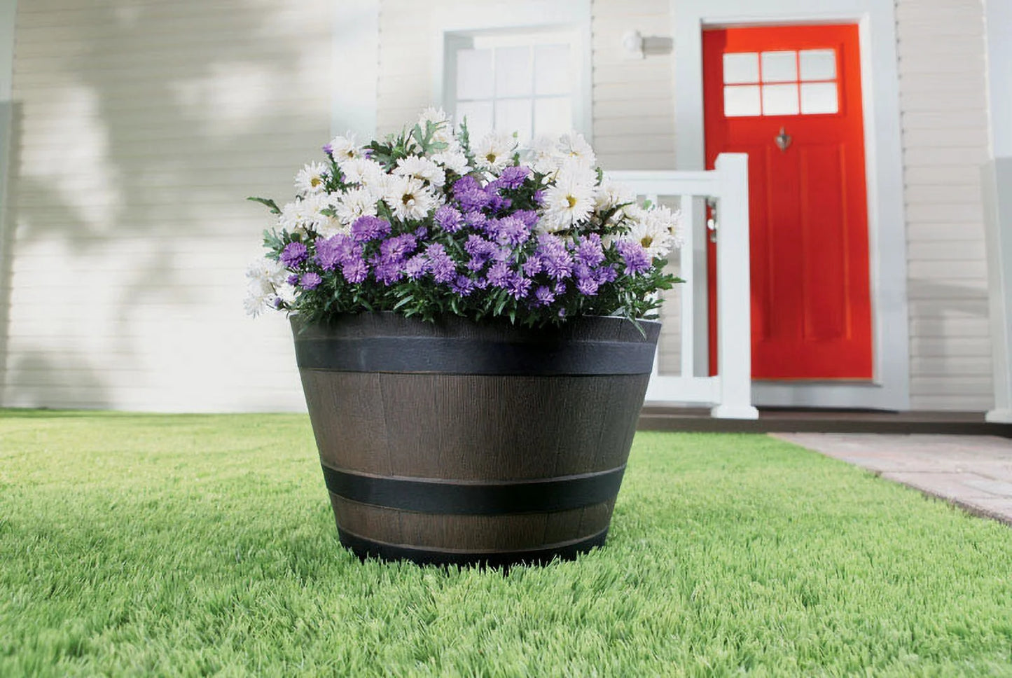 20.5" Brown Resin Whiskey Barrel Planter