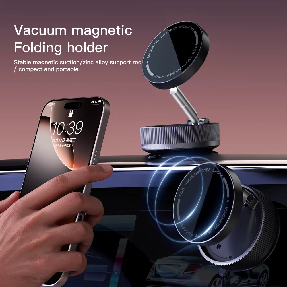 360° Adjustable Vacuum Magnetic Suction Cup Phone Mount, Hands-Free Magnetic Cell Phone Holder for Car/Gym/Mirror/Smoot