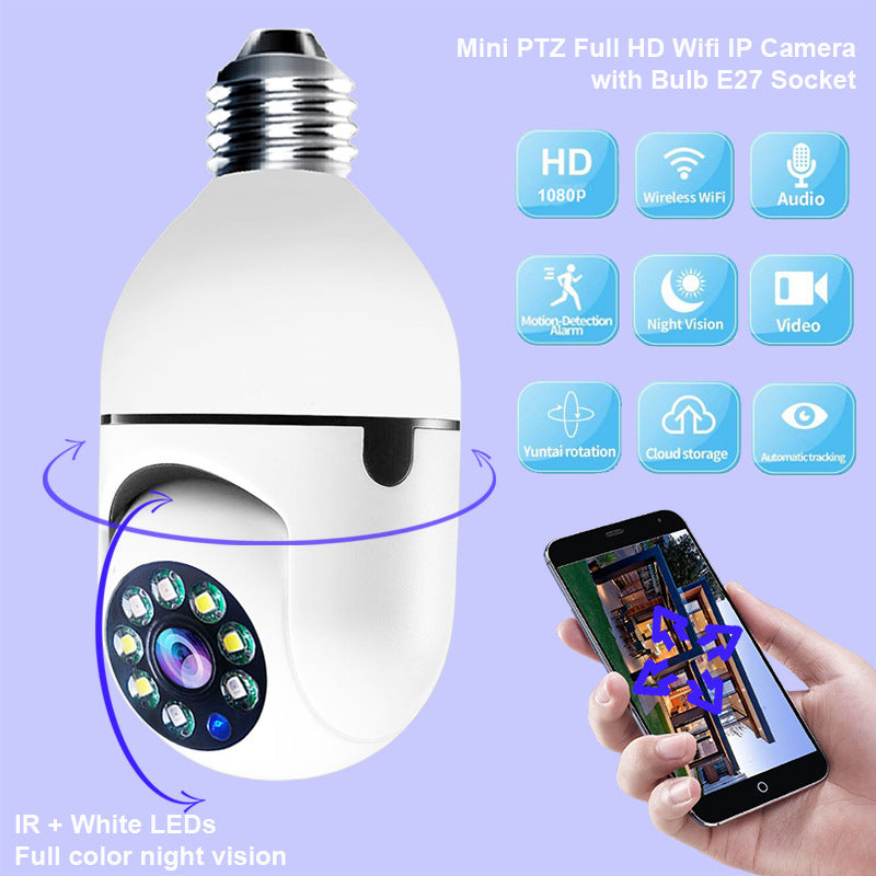 WiFi 1080P Zoom Camera Bulb with 4X Zoom for Home