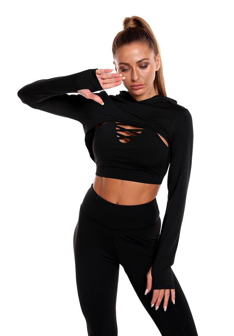 Sports Suits Long Sleeve Hooded Gym Outfits