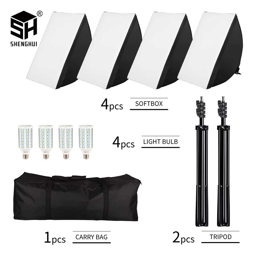 Photography Studio Softbox Lighting Kit Arm for Video & Youtube Continuous Lighting Professional Lighting Set Photo Studio