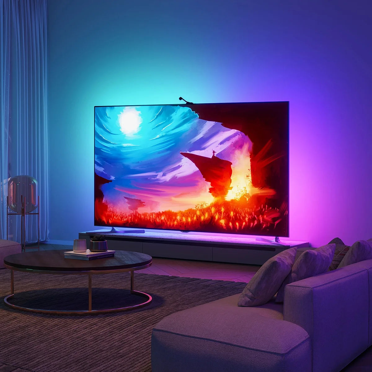 Stranger Things Indoor RGBIC LED TV Backlight with Camera for 55-65 Inch Tvs and Pcs, Corded Electric, App Controlled