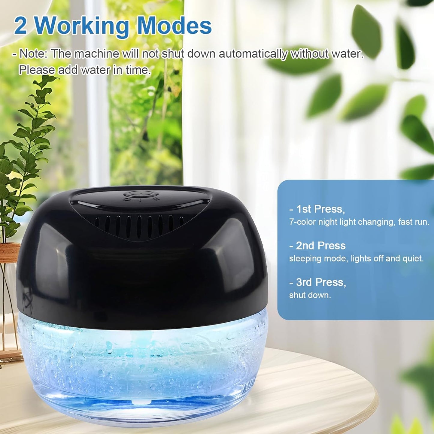 Purifier Air Washer, Air Fresher Aroma Diffuser for Home, Office, Air Purifier with Night Light (Black)