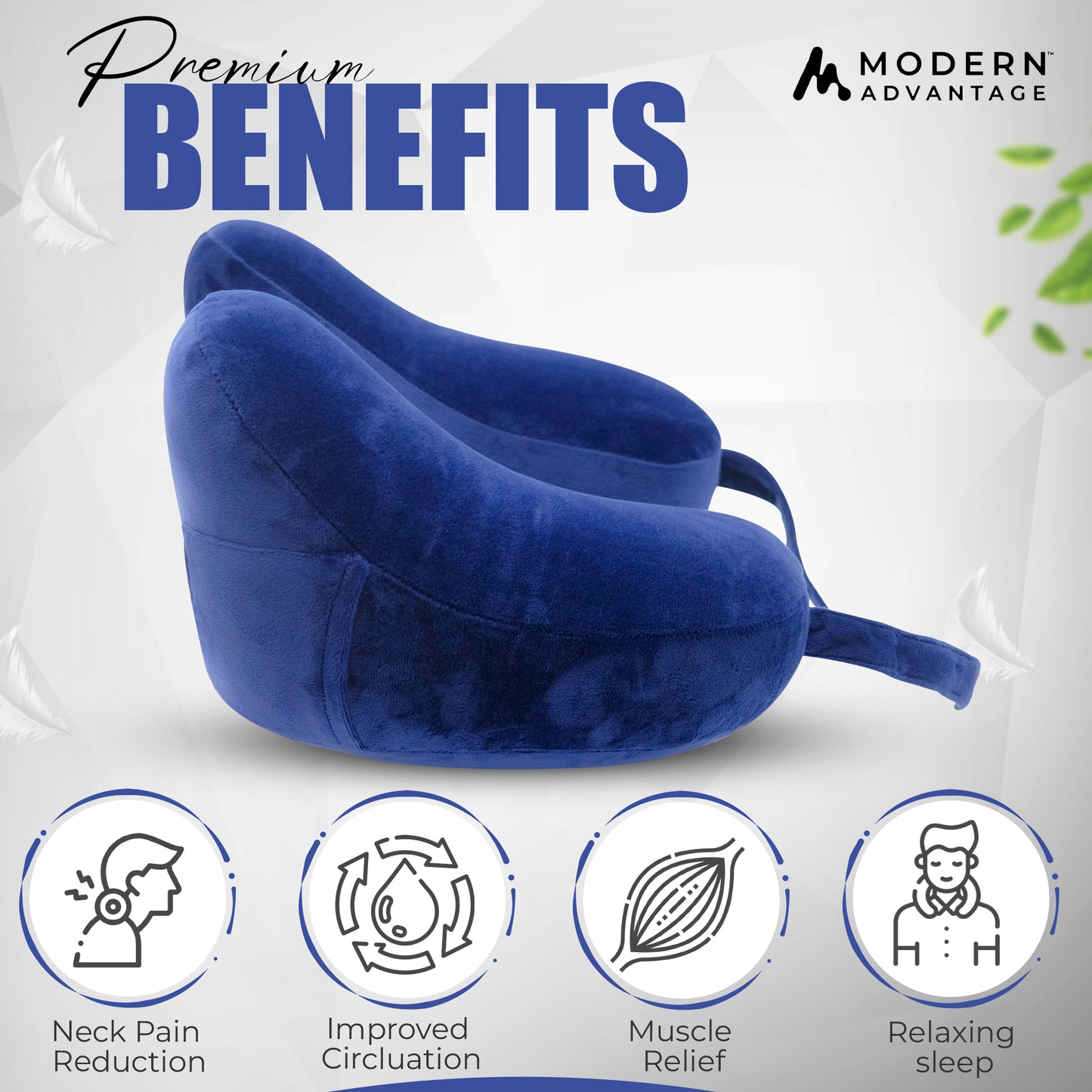 Modern Advantage Inflatable Travel Neck Pillow - BLUE