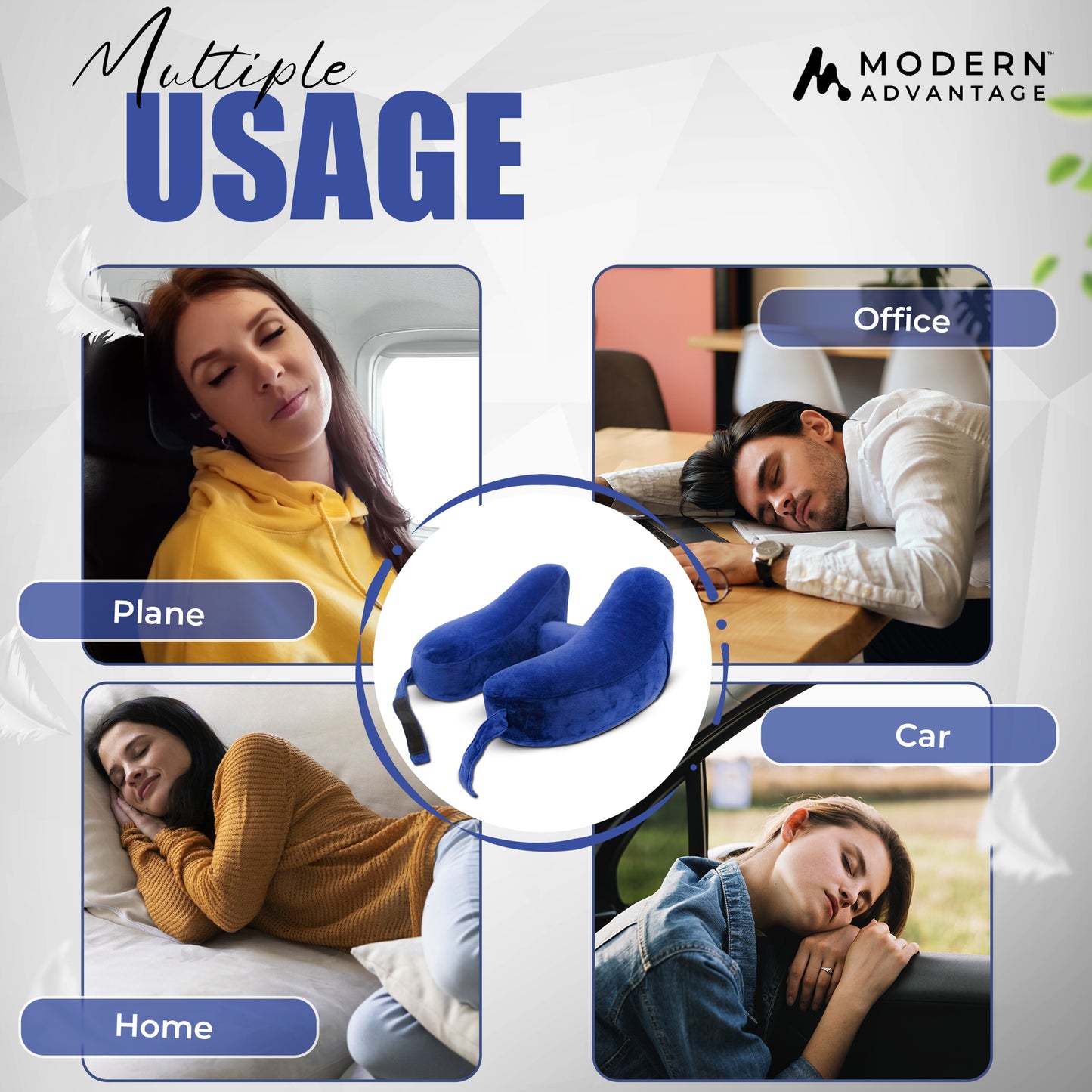 Modern Advantage Inflatable Travel Neck Pillow - BLUE