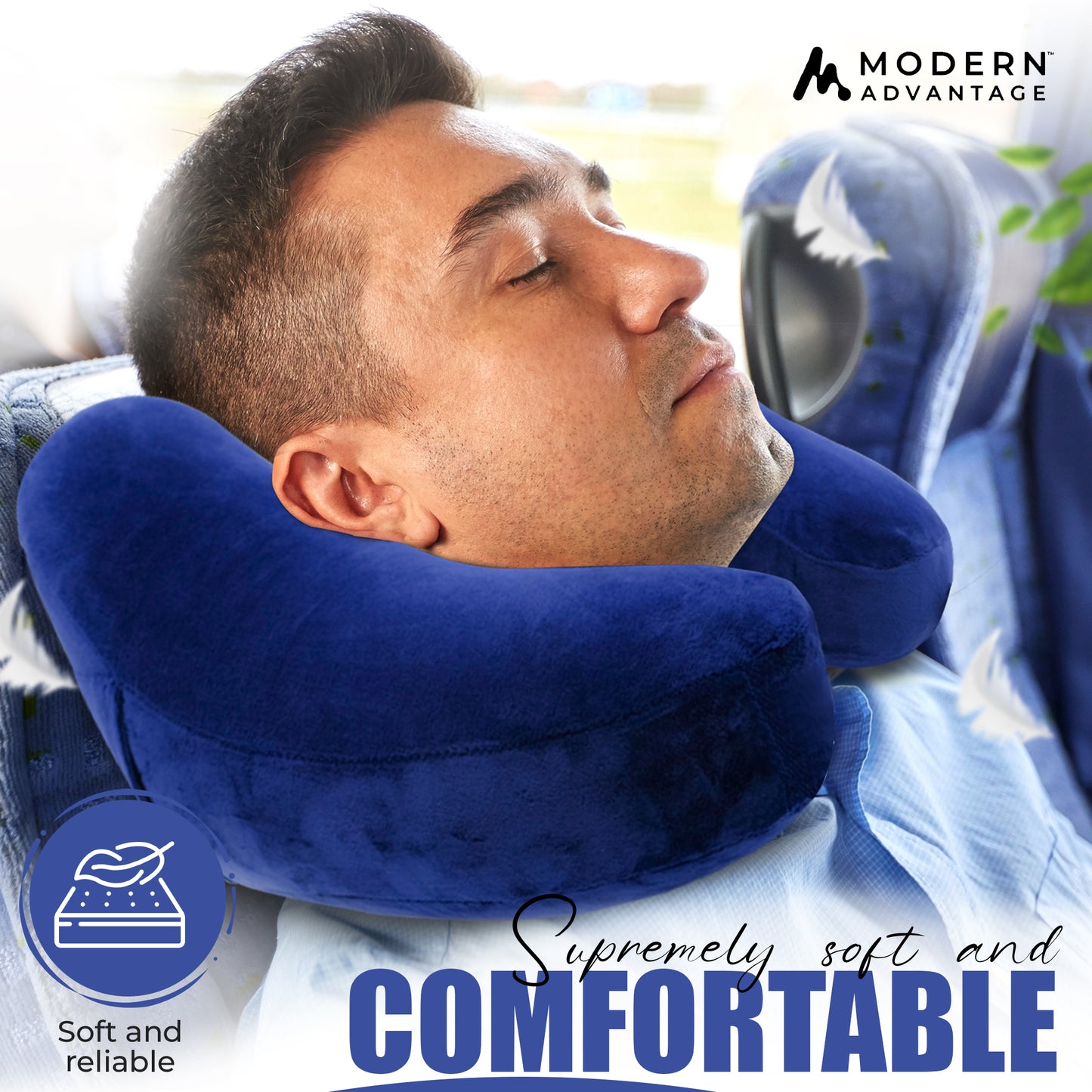 Modern Advantage Inflatable Travel Neck Pillow - BLUE