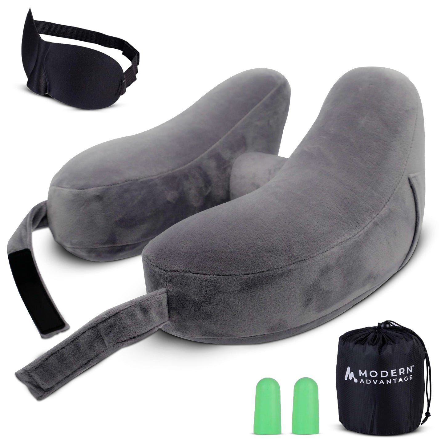 Modern Advantage Inflatable Travel Neck Pillow - GREY
