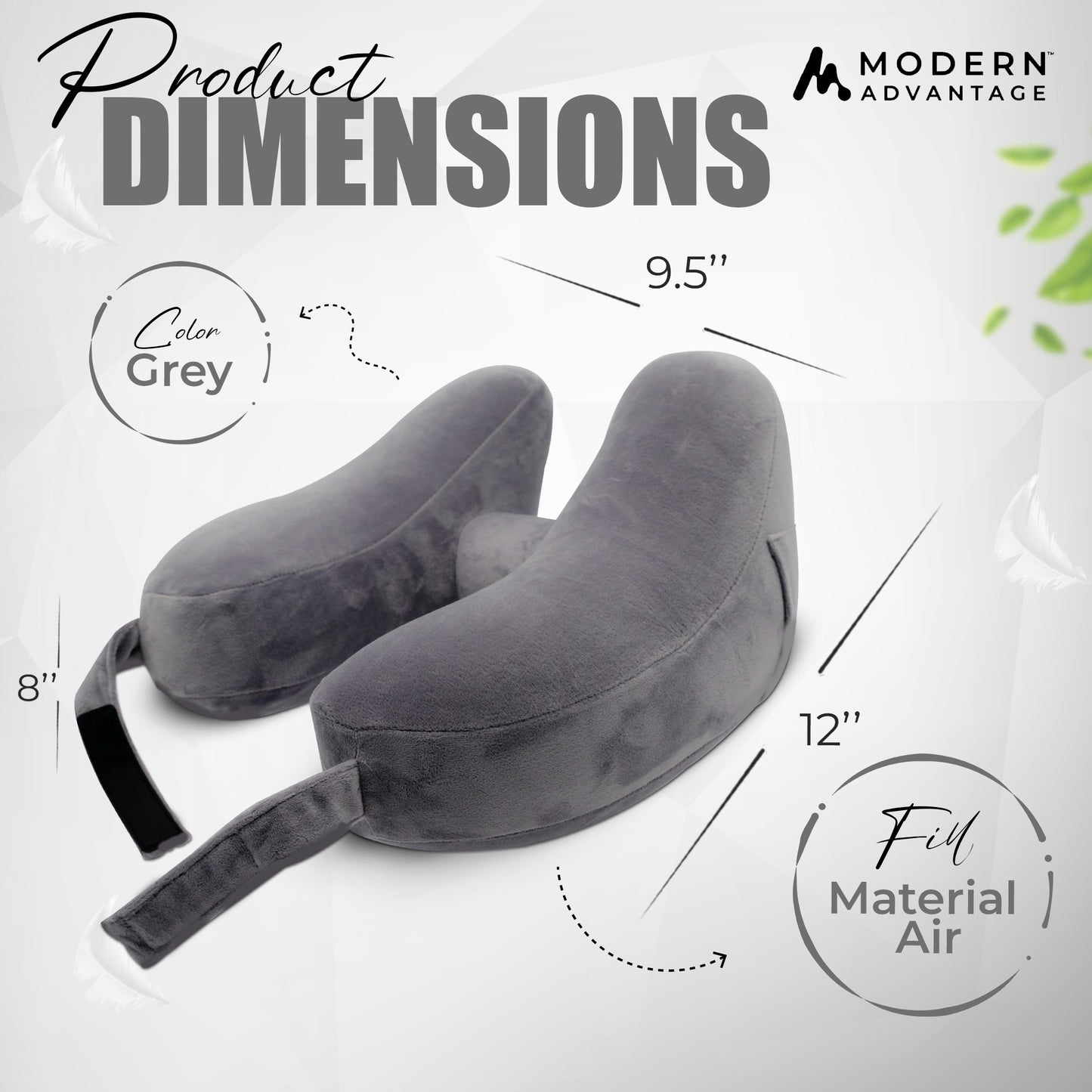 Modern Advantage Inflatable Travel Neck Pillow - GREY