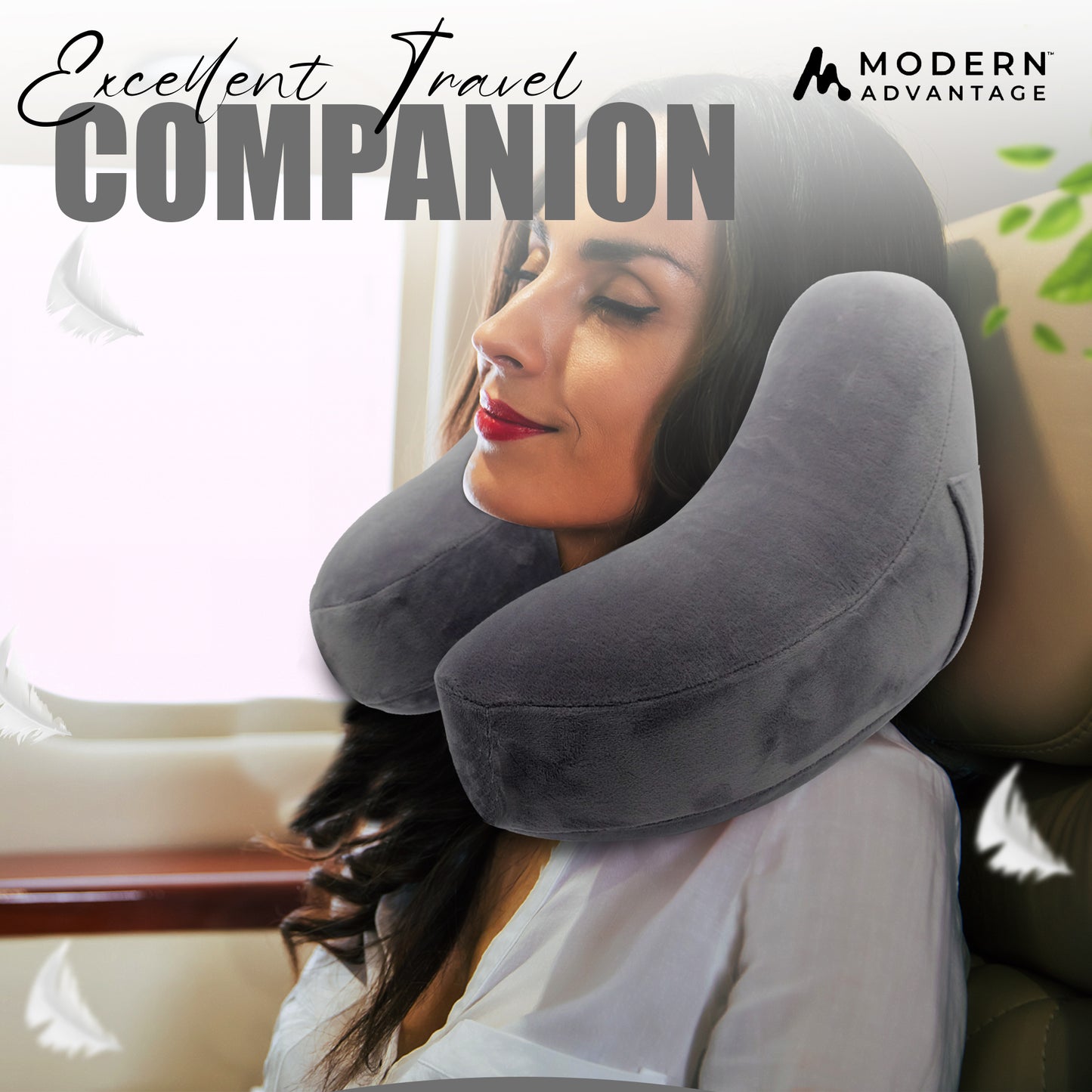 Modern Advantage Inflatable Travel Neck Pillow - GREY