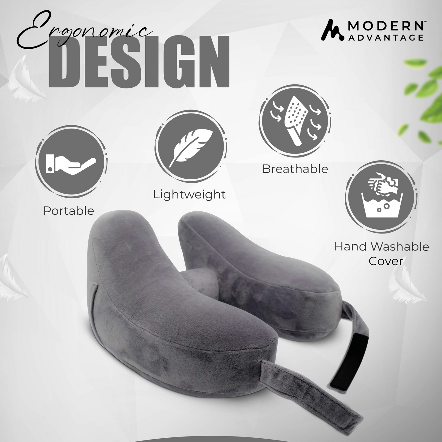 Modern Advantage Inflatable Travel Neck Pillow - GREY