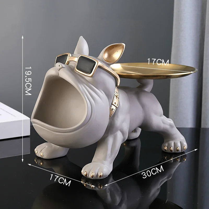 Stylish 30cm Bulldog Figurine Storage Box