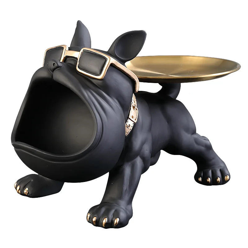 Stylish 30cm Bulldog Figurine Storage Box