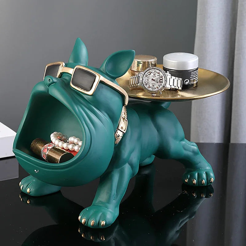 Stylish 30cm Bulldog Figurine Storage Box