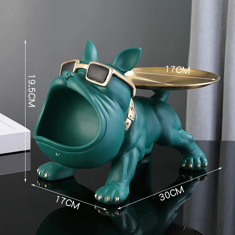 Stylish 30cm Bulldog Figurine Storage Box