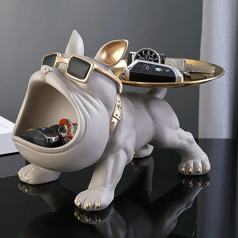 Stylish 30cm Bulldog Figurine Storage Box