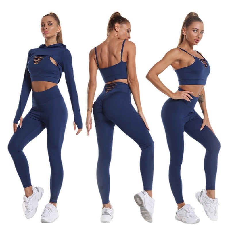 Sports Suits Long Sleeve Hooded Gym Outfits