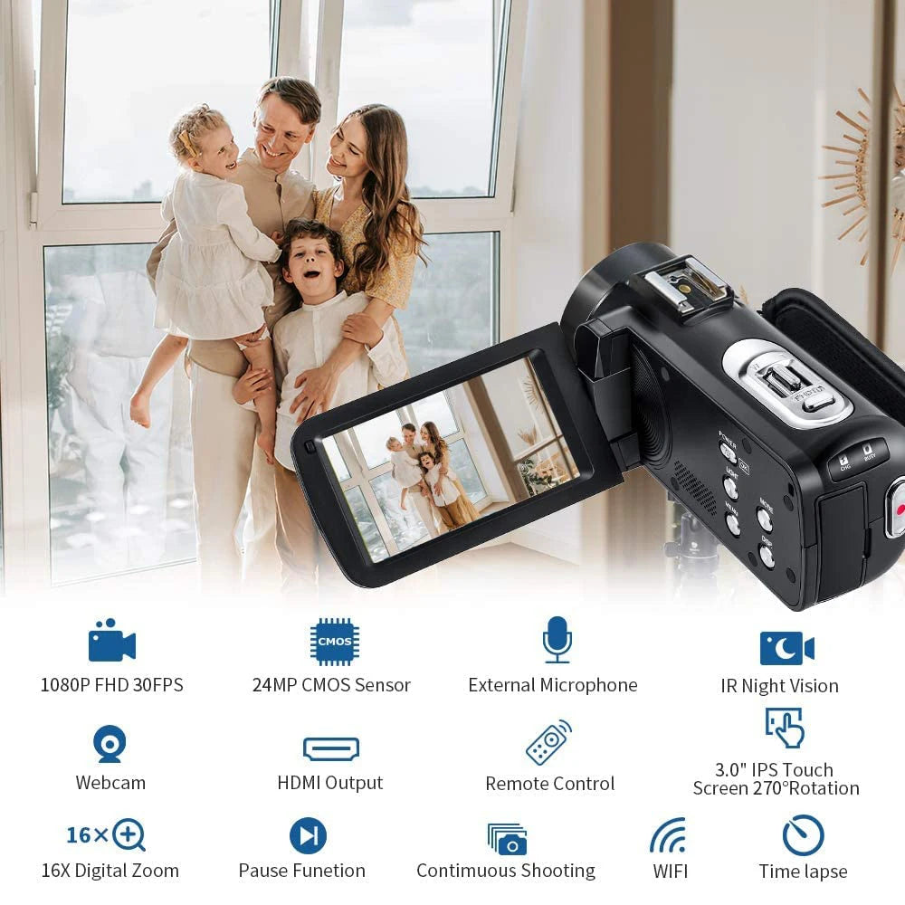 Digital Camera Camcorder Infrared Night Vision 1080P Full HD Professional Camara Filmadora for Video Youtuber Vlogging
