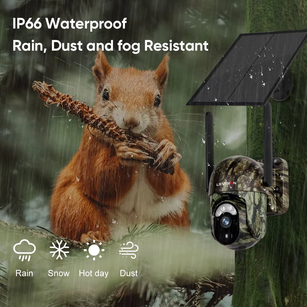 4G SIM Solar Security Cameras Wireless Outdoor 2K HD Video Surveillance Color Night Vision Human/Animal Detection