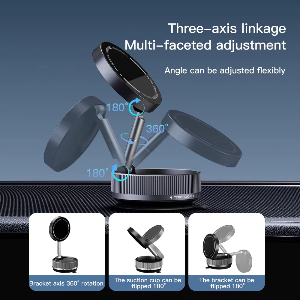 360° Adjustable Vacuum Magnetic Suction Cup Phone Mount, Hands-Free Magnetic Cell Phone Holder for Car/Gym/Mirror/Smoot
