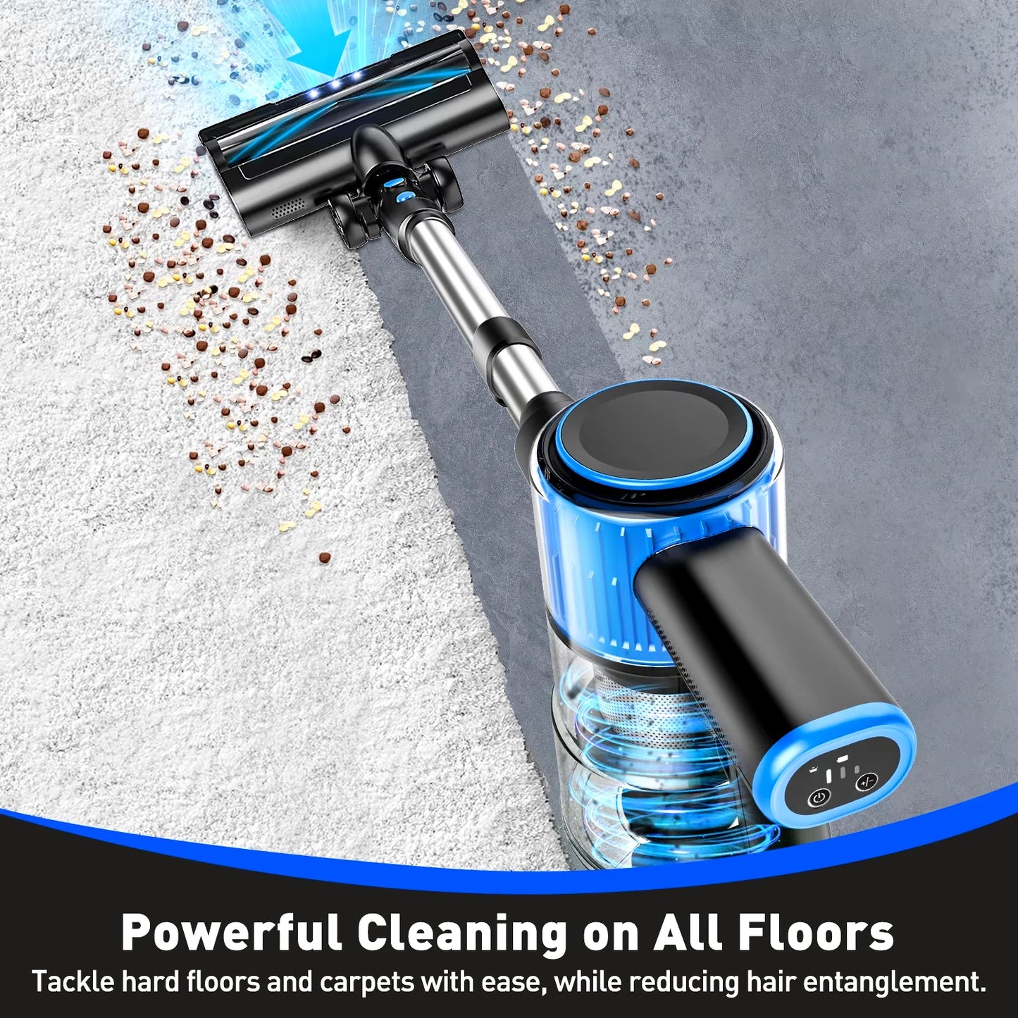 28Kpa 300W Handheld Cordless Vacuum Cleaner 8 in 1 Powerful Suction Stick Vacuum 1.5L Dust Cup for Pet Hair/Carpet/Hard Floor