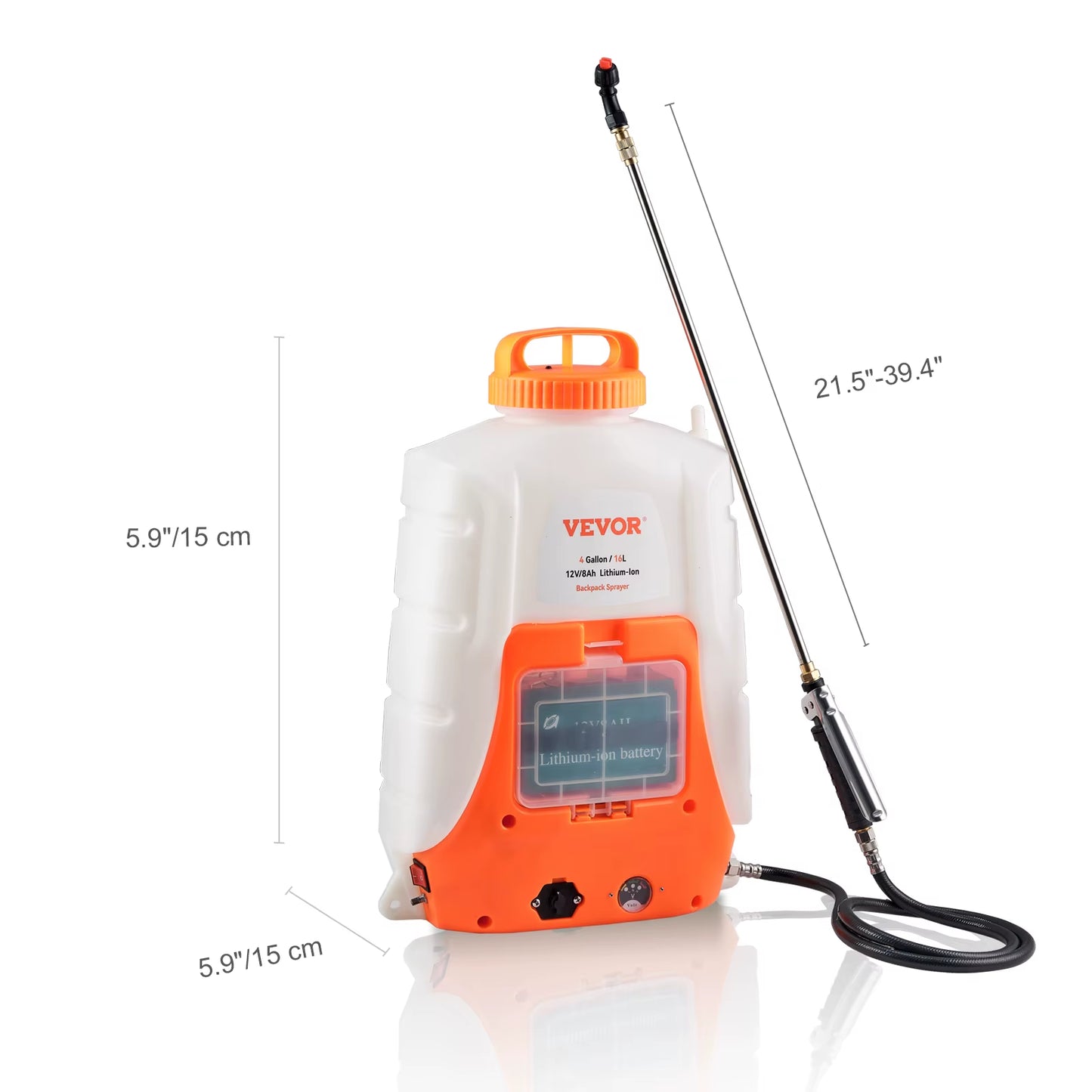 VEVOR Battery Powered Backpack Sprayer Adjustable Pressure 4 Gallon Tank with 8/ 6 Nozzles 2 Wands for Weeding Spraying Cleaning