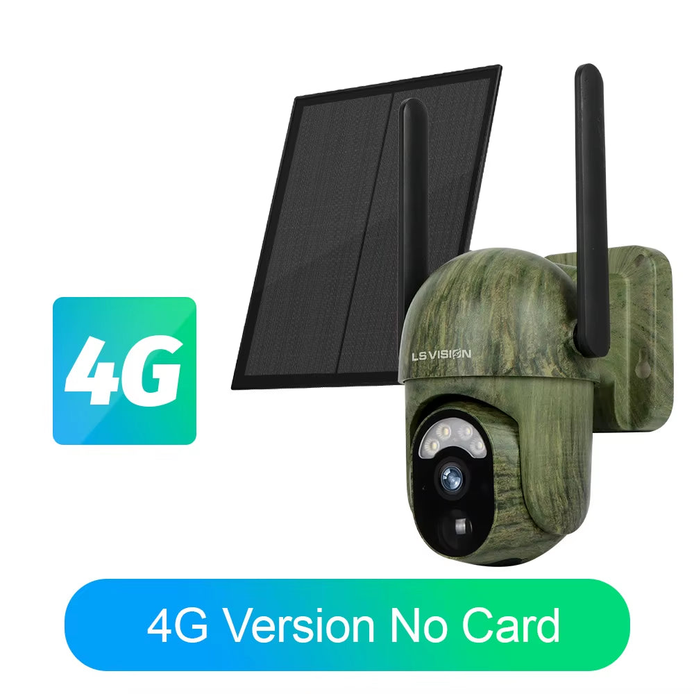 4G SIM Solar Security Cameras Wireless Outdoor 2K HD Video Surveillance Color Night Vision Human/Animal Detection