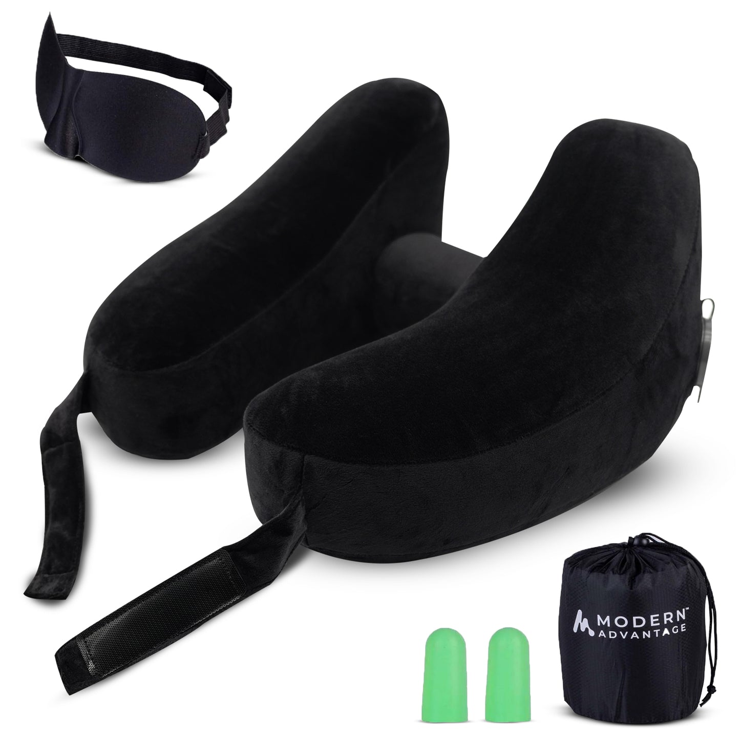 Modern Advantage Inflatable Travel Neck Pillow - Black