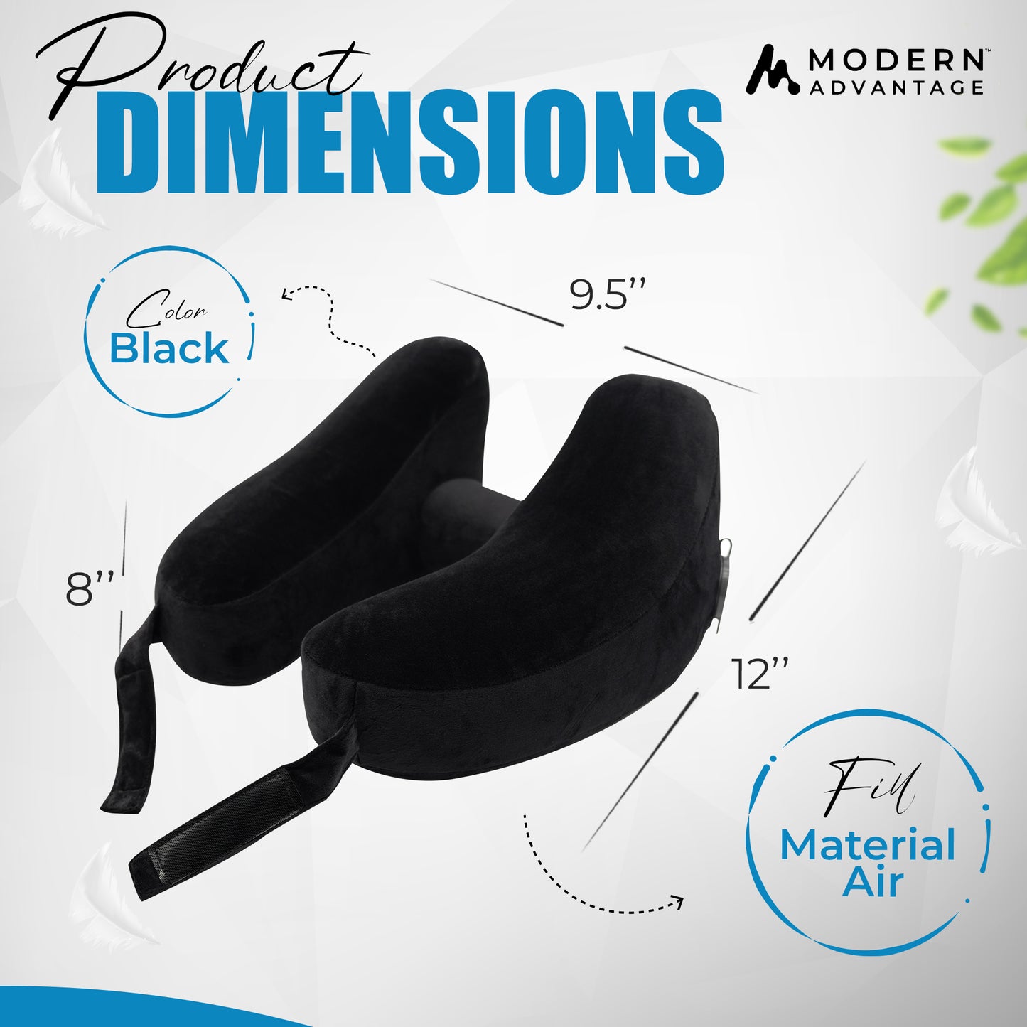 Modern Advantage Inflatable Travel Neck Pillow - Black