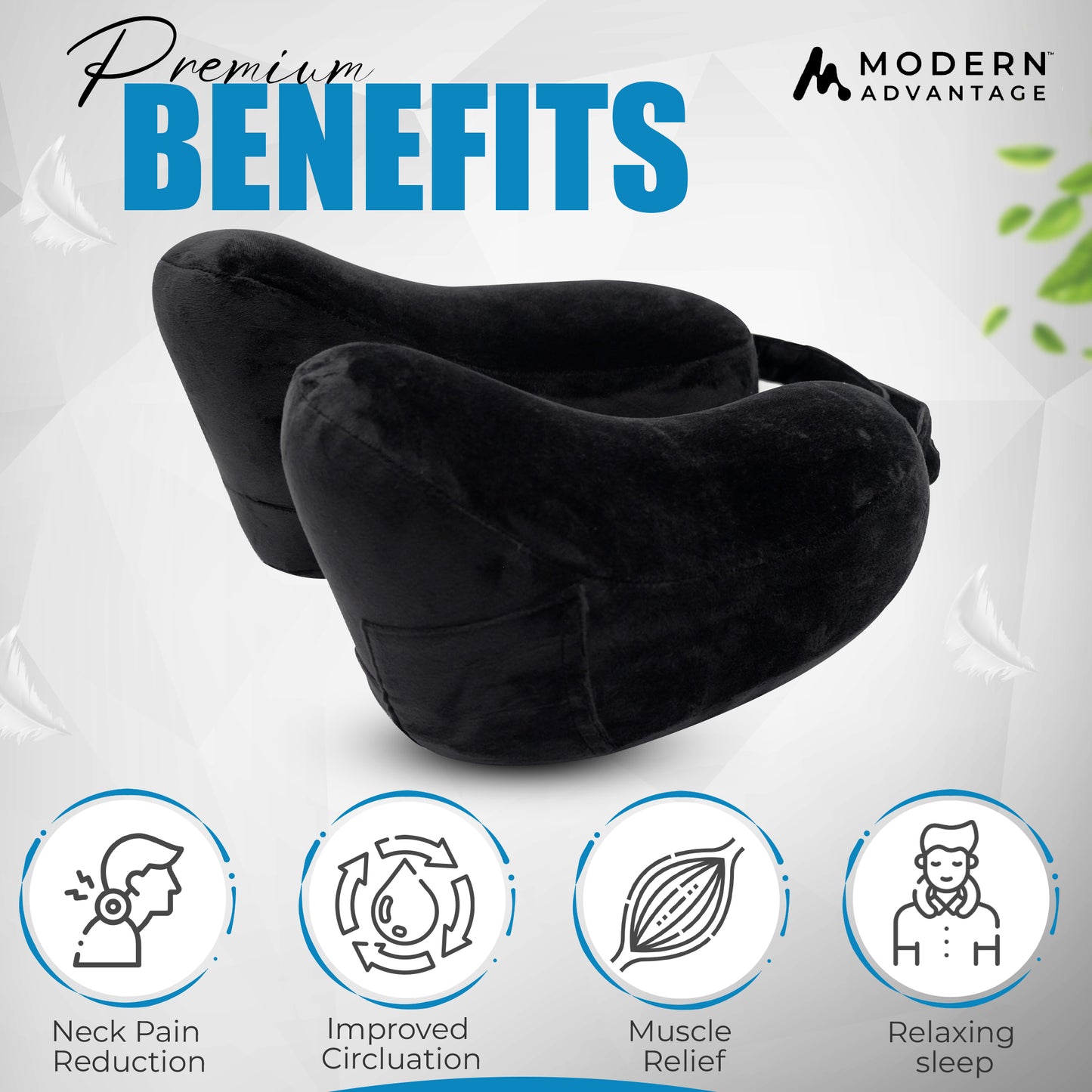 Modern Advantage Inflatable Travel Neck Pillow - Black
