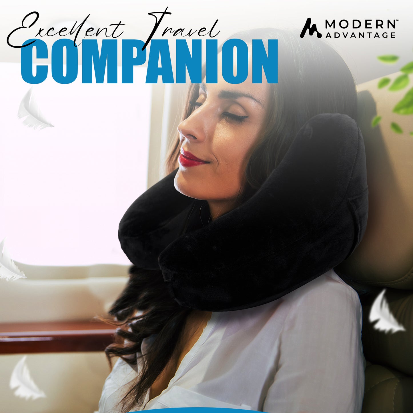 Modern Advantage Inflatable Travel Neck Pillow - Black