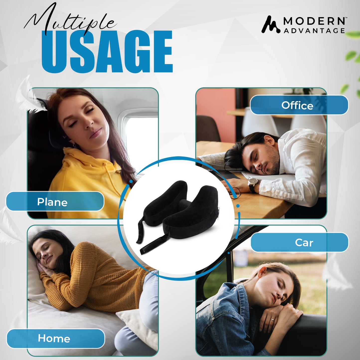 Modern Advantage Inflatable Travel Neck Pillow - Black