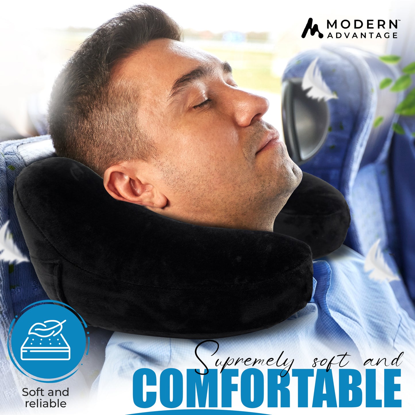 Modern Advantage Inflatable Travel Neck Pillow - Black