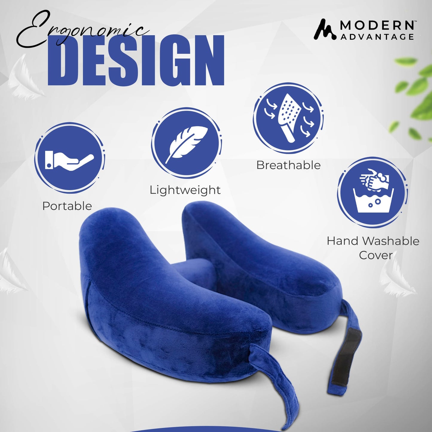 Modern Advantage Inflatable Travel Neck Pillow - BLUE+BLUE (2 pack)