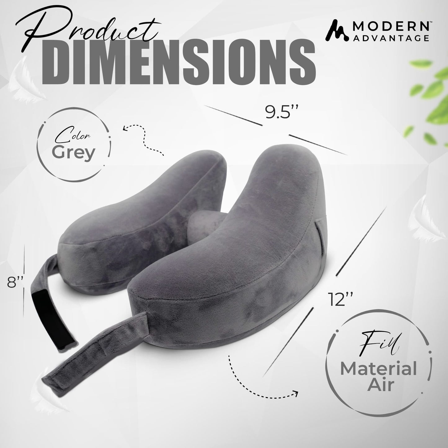 Modern Advantage Inflatable Travel Neck Pillow - GREY+GREY (2 pack)