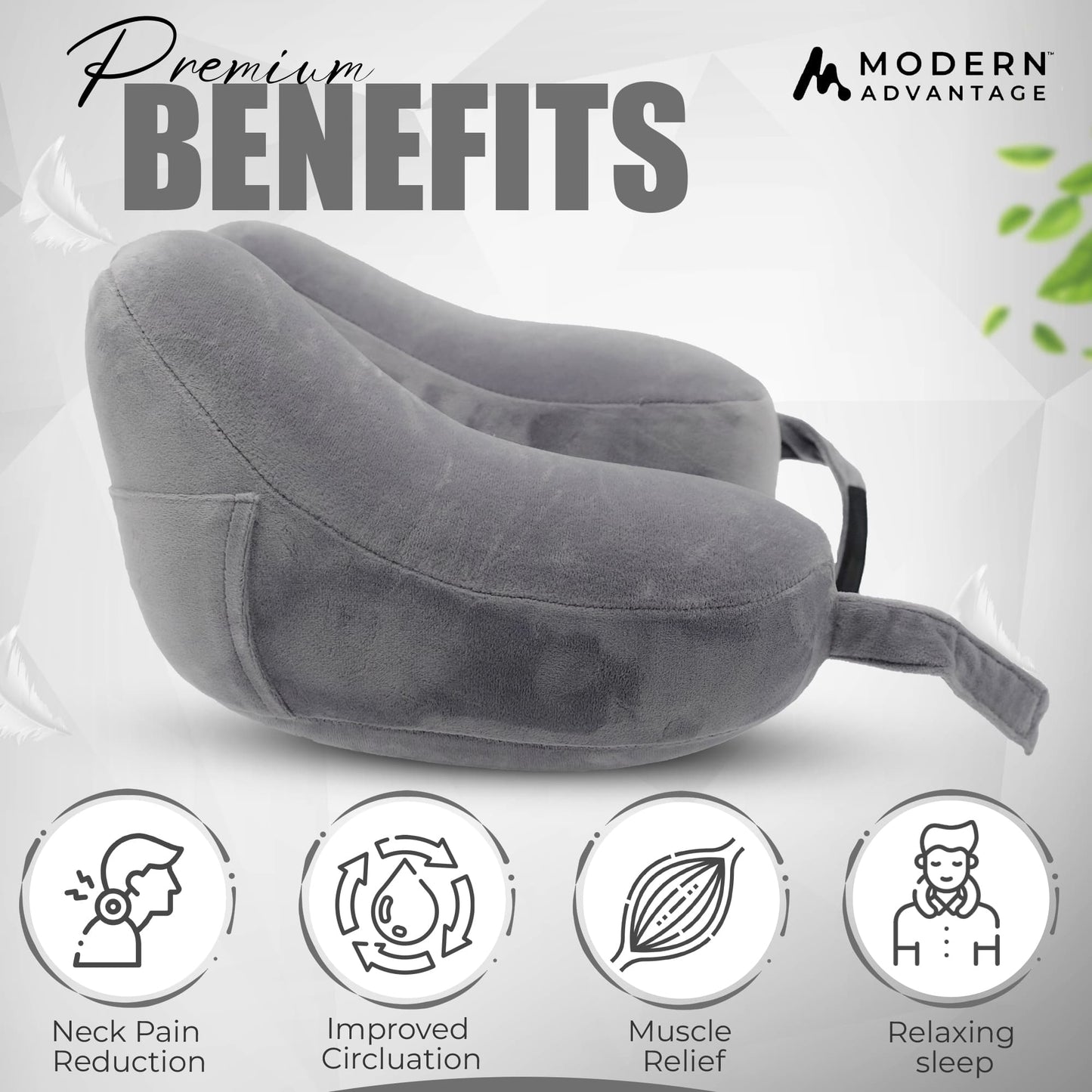Modern Advantage Inflatable Travel Neck Pillow - GREY+GREY (2 pack)