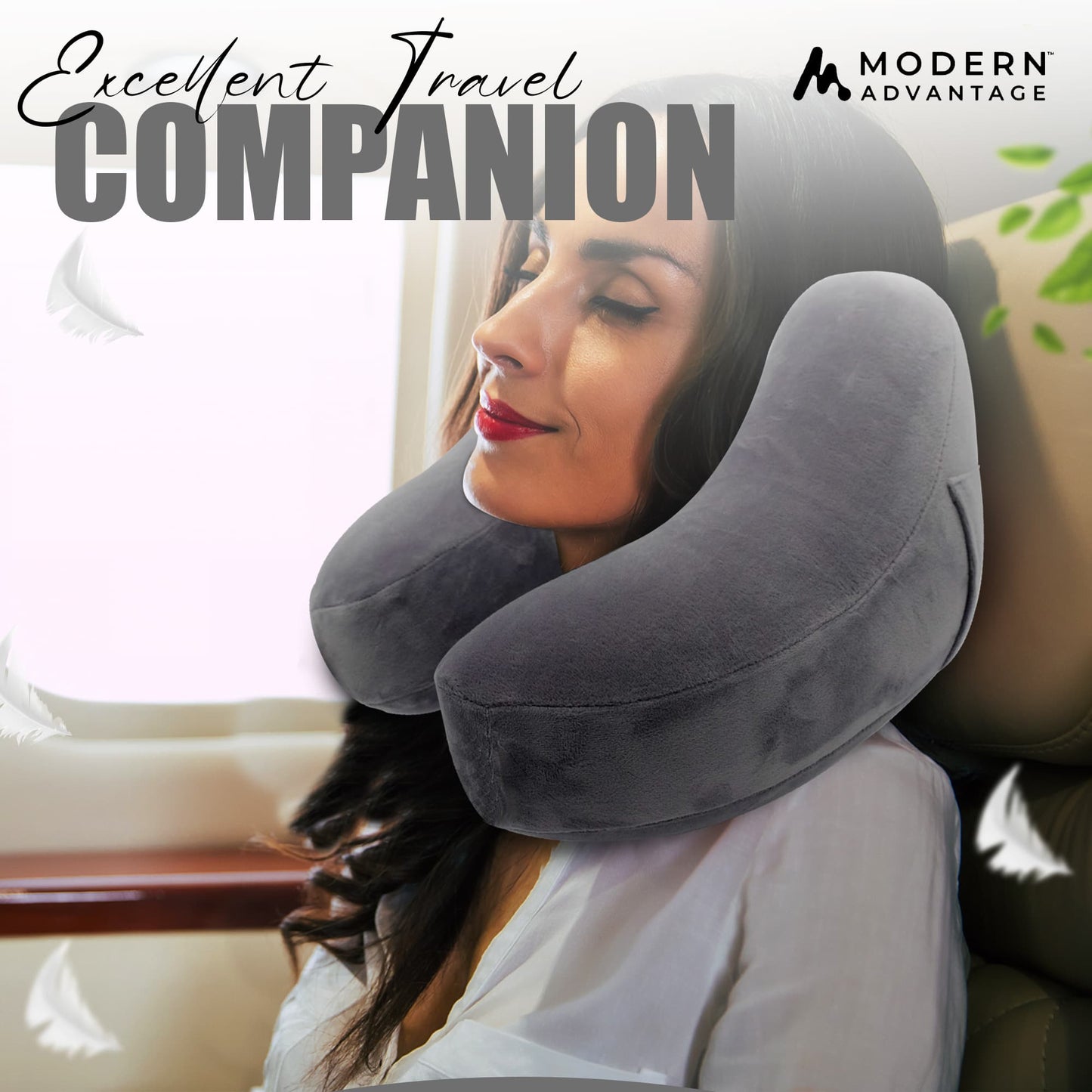 Modern Advantage Inflatable Travel Neck Pillow - GREY+GREY (2 pack)