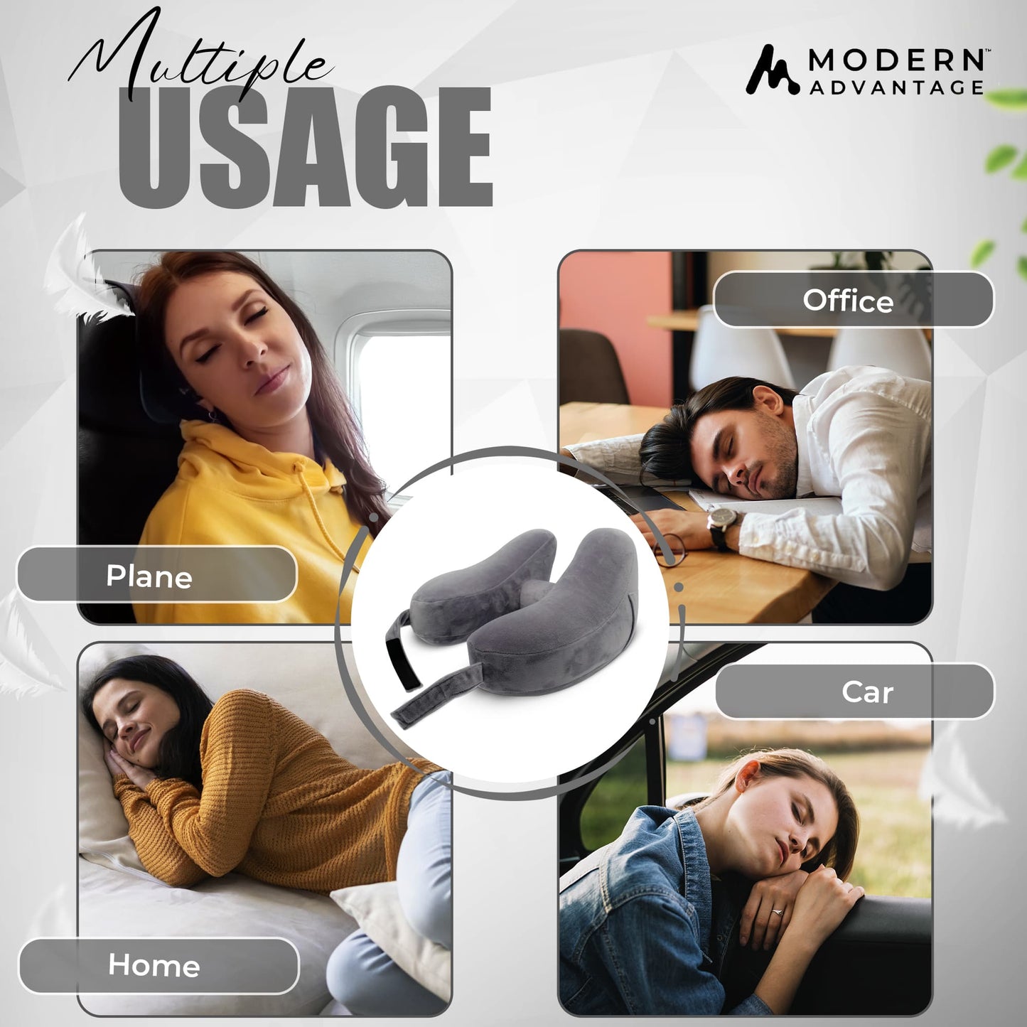 Modern Advantage Inflatable Travel Neck Pillow - GREY+GREY (2 pack)