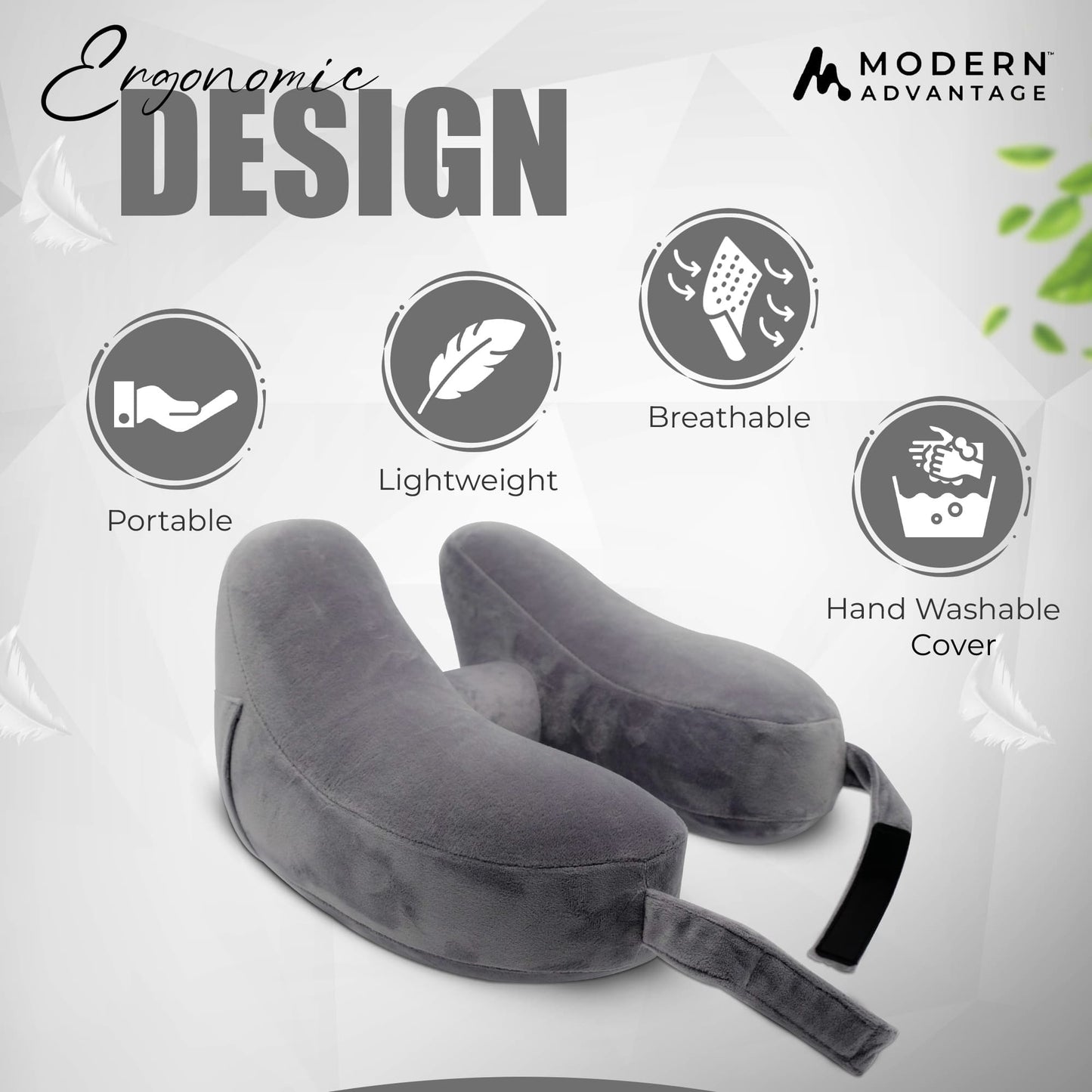 Modern Advantage Inflatable Travel Neck Pillow - GREY+GREY (2 pack)