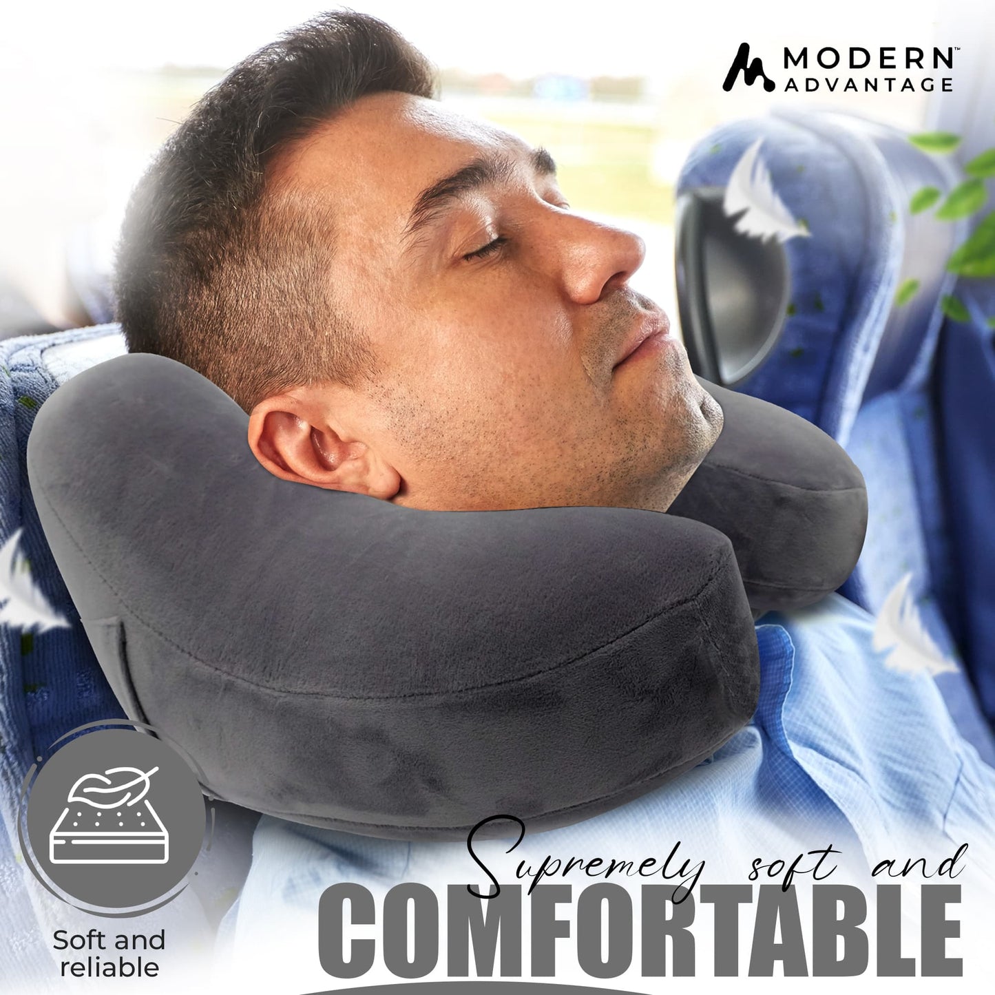 Modern Advantage Inflatable Travel Neck Pillow - GREY+GREY (2 pack)