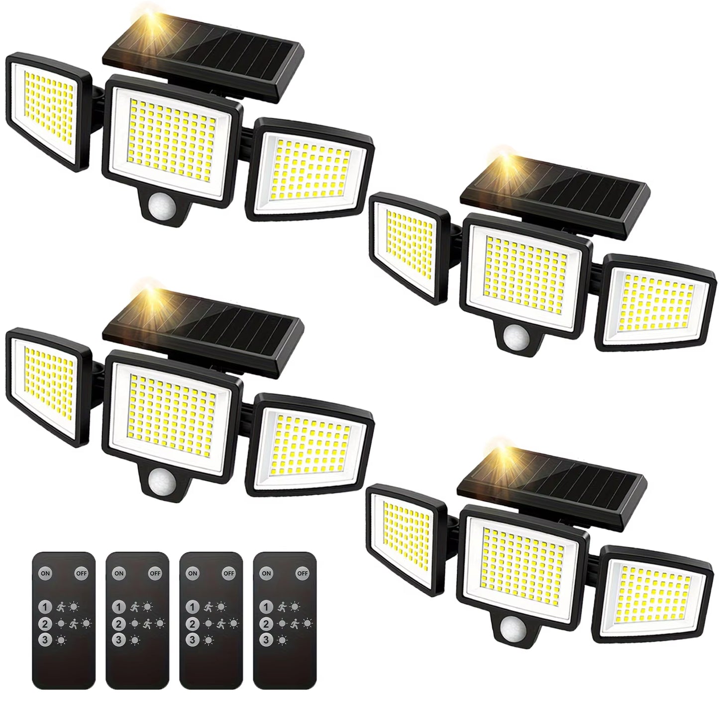 (1/2/3Pack)3 Heads Solar Outdoor Light, 210LED 2500LM Motion Sensor Security Light with Wireless Remote Control, IP65 Waterproof