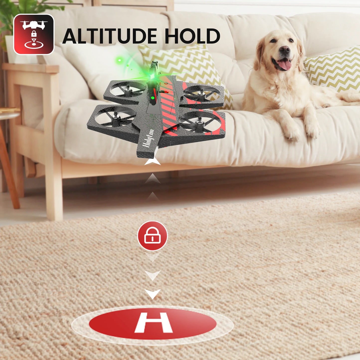 HT40 2 in 1 Drones for Kids Adults, Remote Control Drone Airplane for Beginners, RC Quadcopter Drone with Land Mode Fly Mode, Altitude Hold, Headless Mode, 3D Flips, Emergency Stop