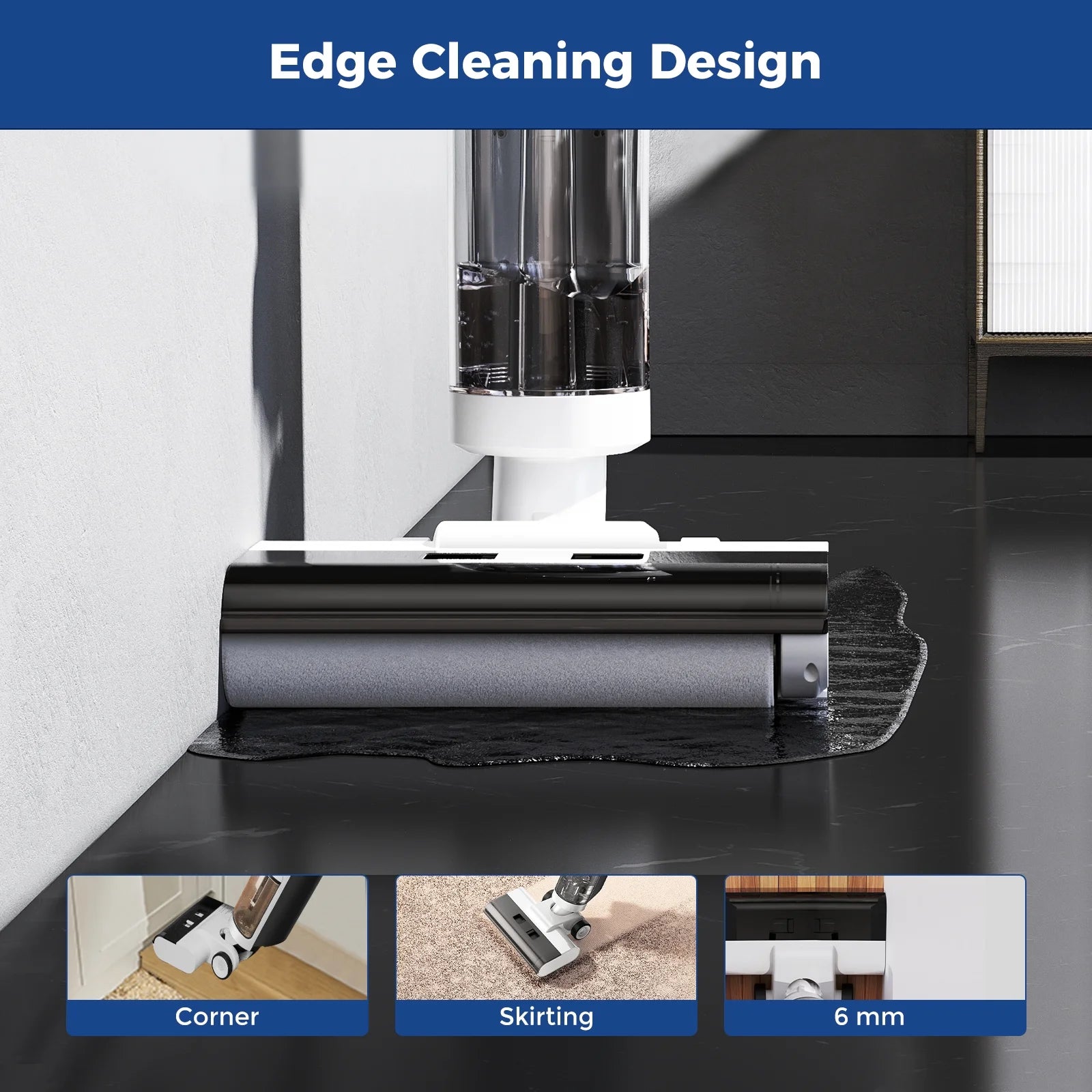 ED12 Wet Dry Vacuum Cleaner Cordless Hard Floor Vacuum and Mop Combo - Lightweight, Self Propelled, One-Step Auto Cleaning & Edge to Edge Cleaning for Home
