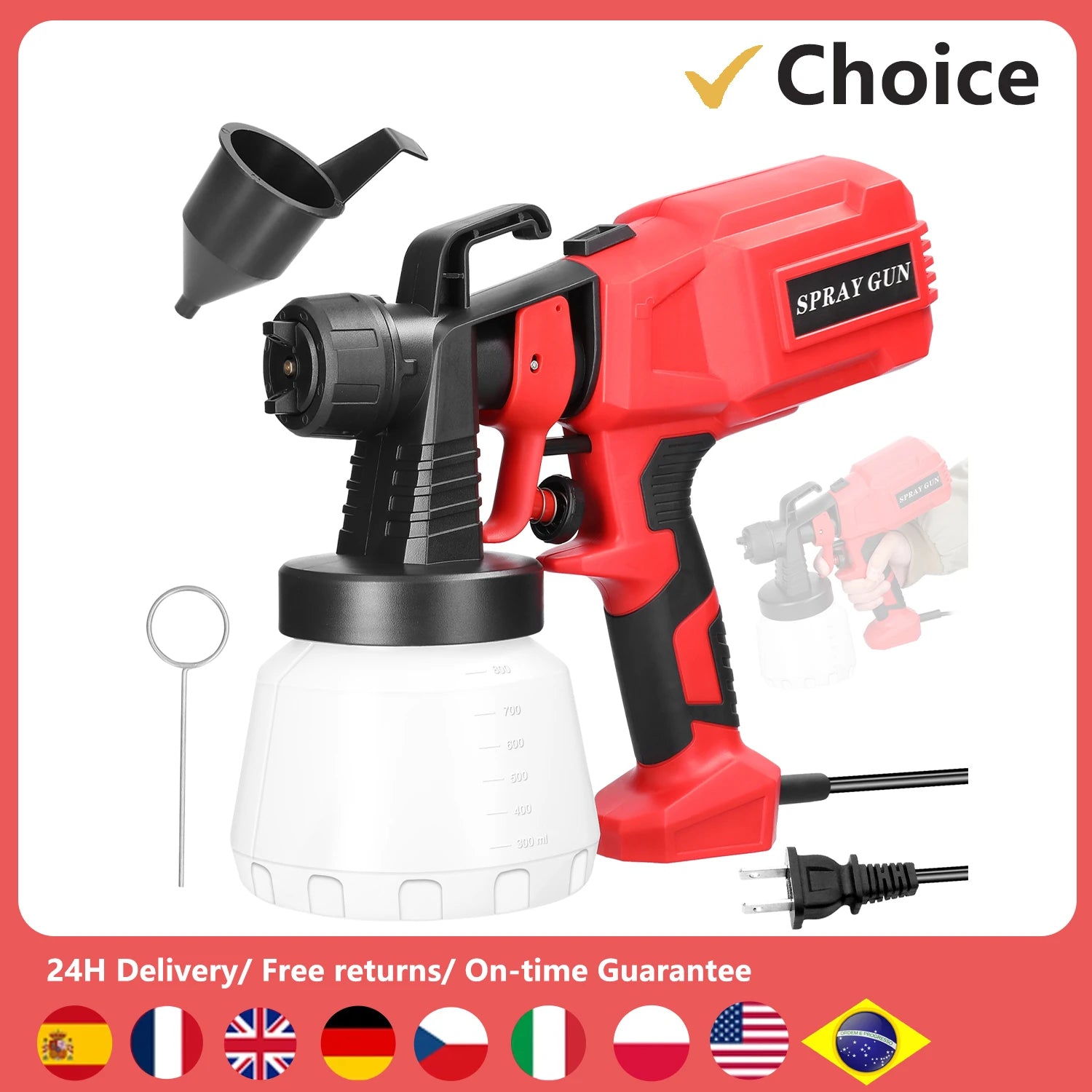 Electric Paint Spraying Machine 800Ml Large Capacity Paint Bottle Detachable Multifunctional High Pressure Paint Sprayer