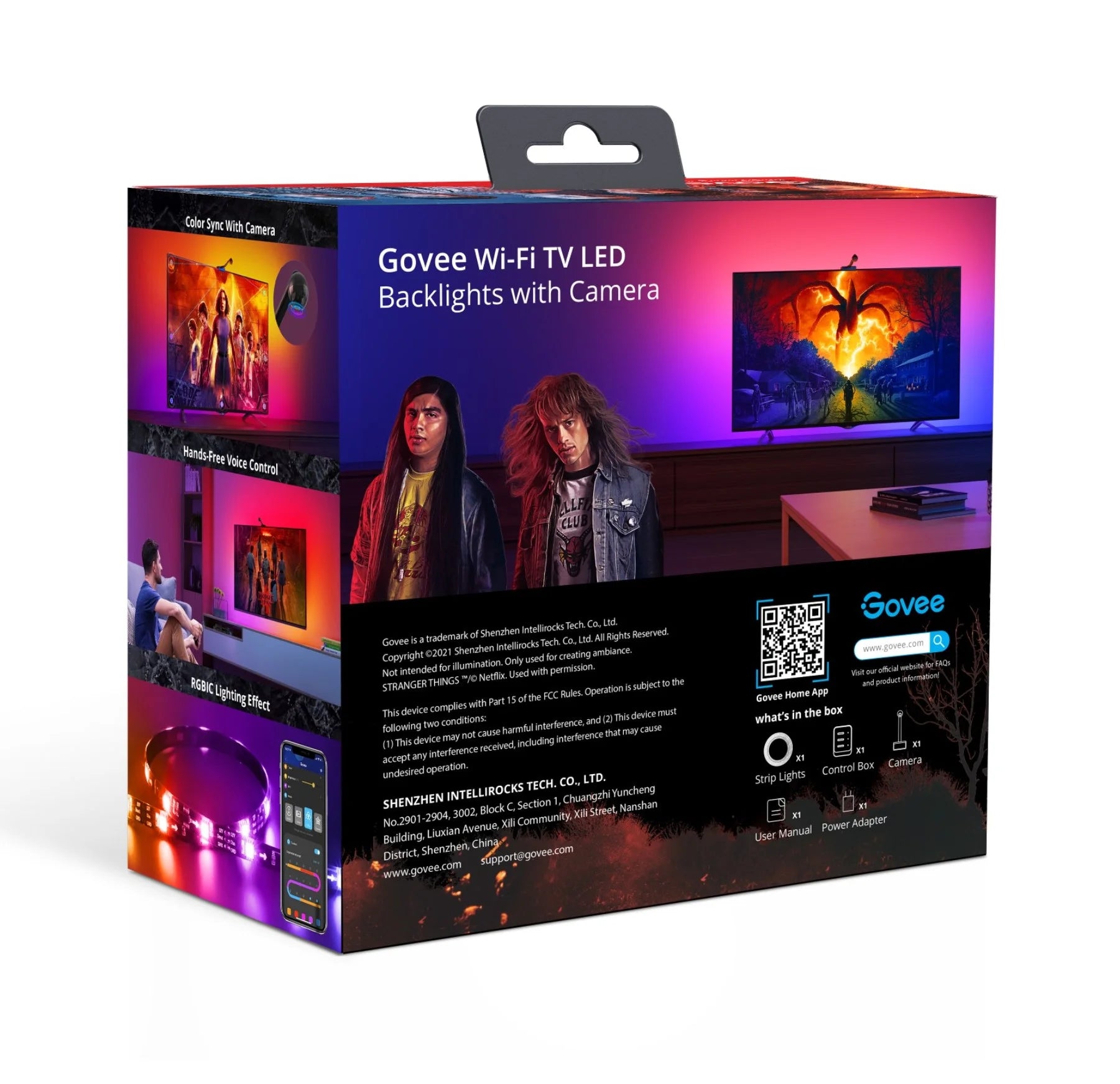 Stranger Things Indoor RGBIC LED TV Backlight with Camera for 55-65 Inch Tvs and Pcs, Corded Electric, App Controlled