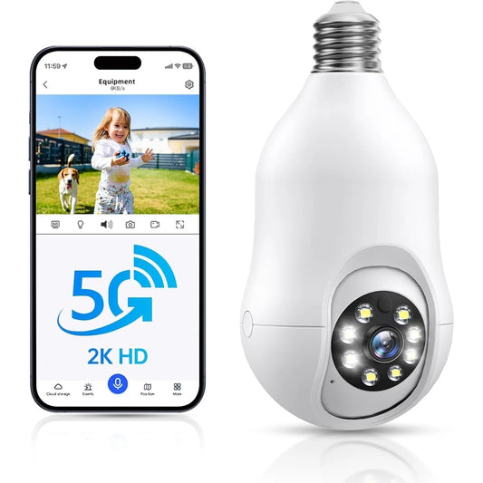 M8070 360° AI Motion 2K UHD 4-Channel 3MP Lightbulb Security Camera, White